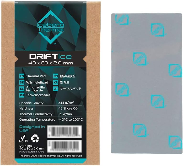 DRIFTIce Iceberg Thermal Thermal Pad 80mm x 40mm x 2.0mm (13 W/mK) - Image 1